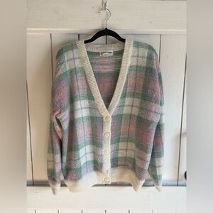 Alfred Dunner Multicolor Plaid V-Neck Cardigan